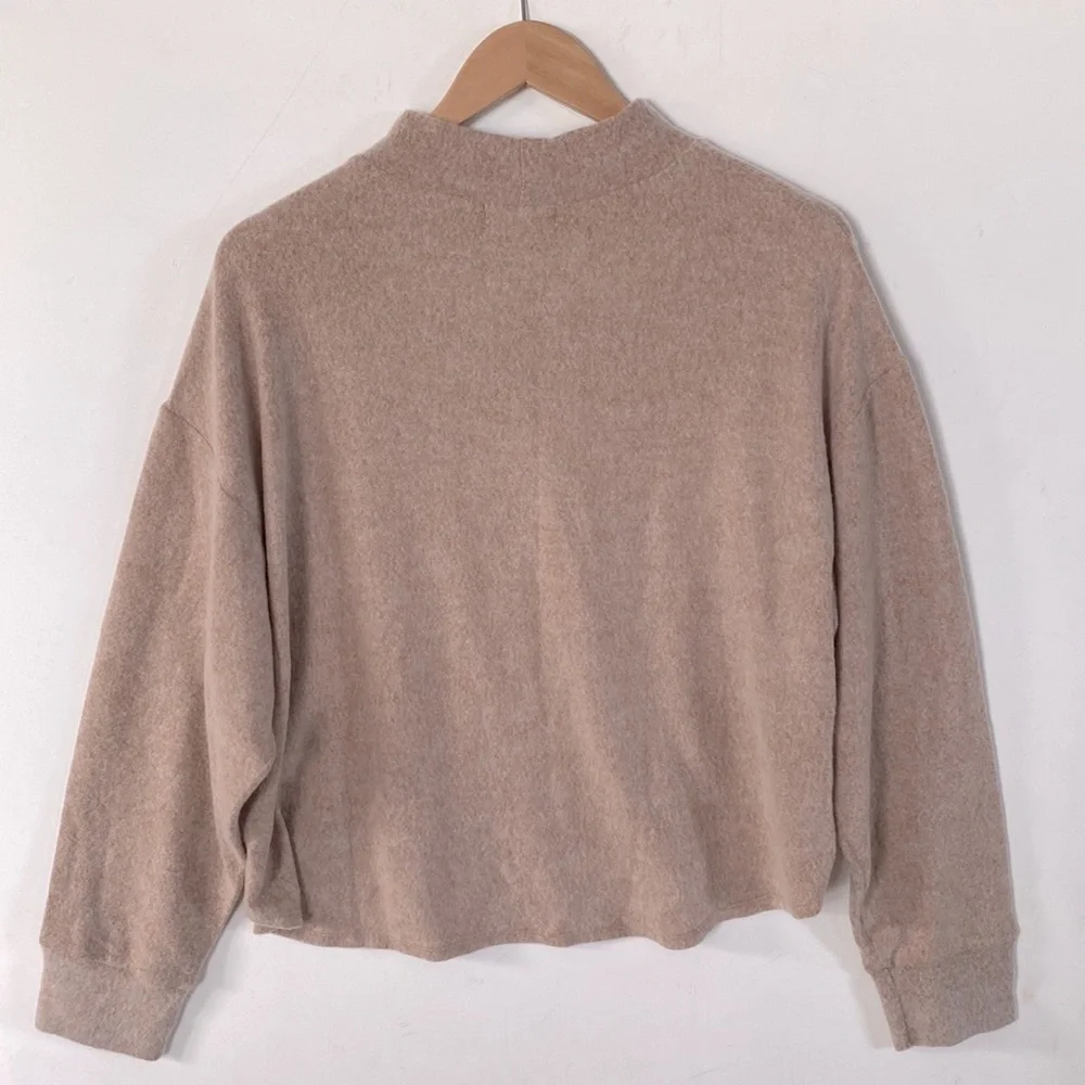 Socialite Mock Neck Soft Cloud Jersey Long Sleeve Top Camel Beige,‎ Size L, NWT